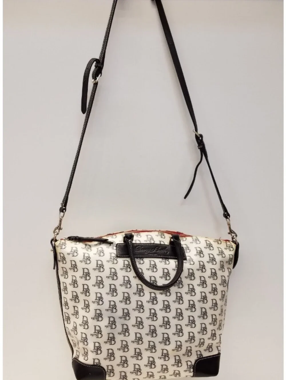 Dooney & Bourke White and Black Logo Crossbody Tote
